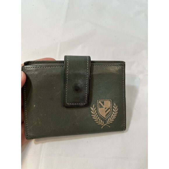 ROLFS Vintage Green Leather Embossed Design ID Credit Card Organizer Wallet - Picture 1 of 12